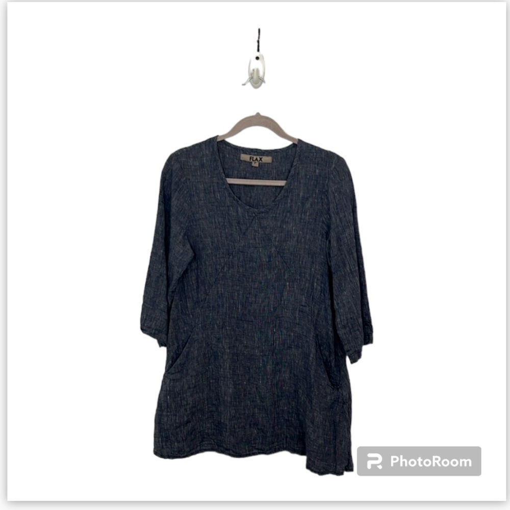 FLAX blue linen top size P